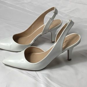 White Faux Leather Kitten Heel